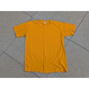 Vintage Sportswear Blank Shirt Mens Large Yellow Number 2 Jersey Tee 70s USA